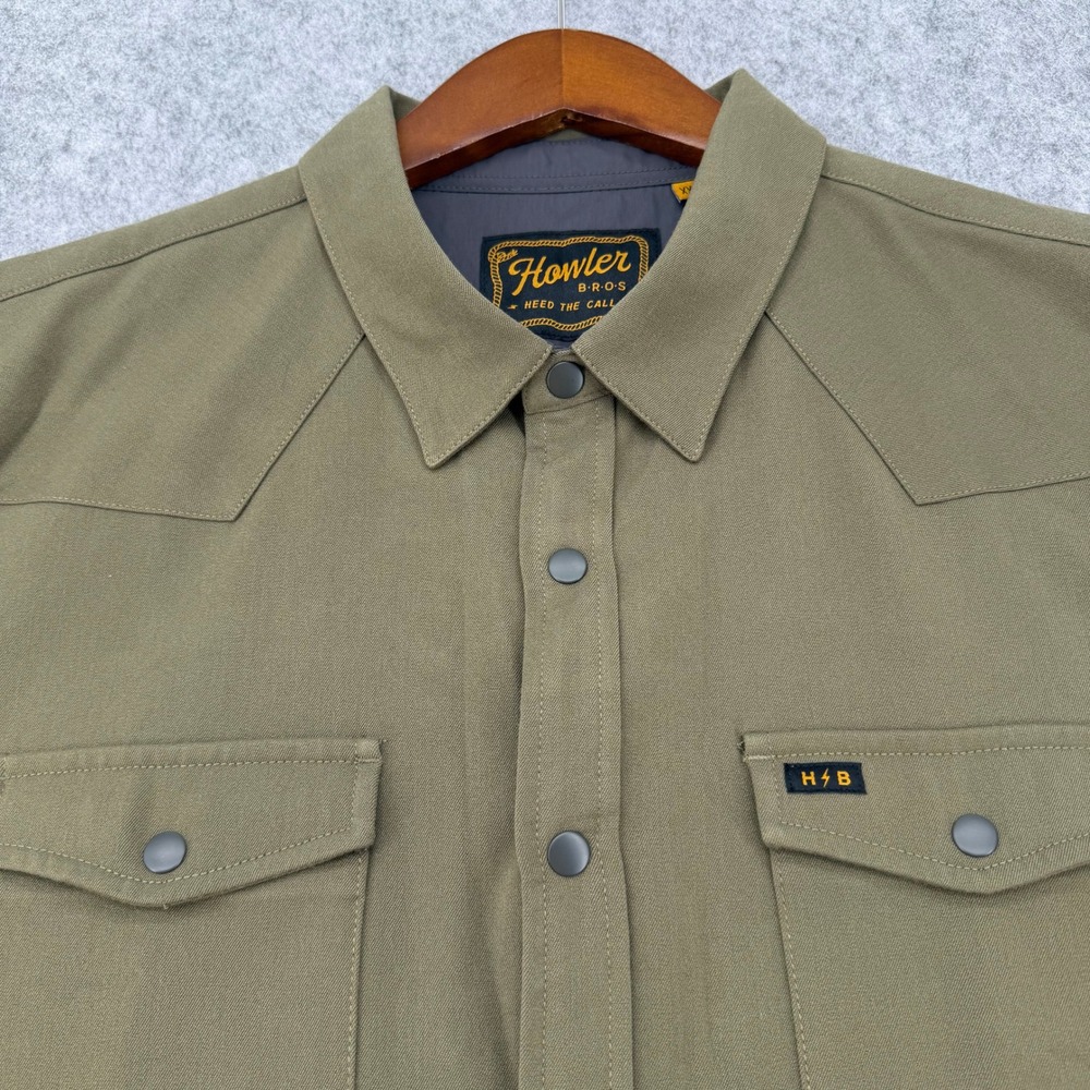Howler Brothers Gaucho Snapshirt Mens XXL Green Western Long Sleeve Snap Shirt - Picture 4 of 12